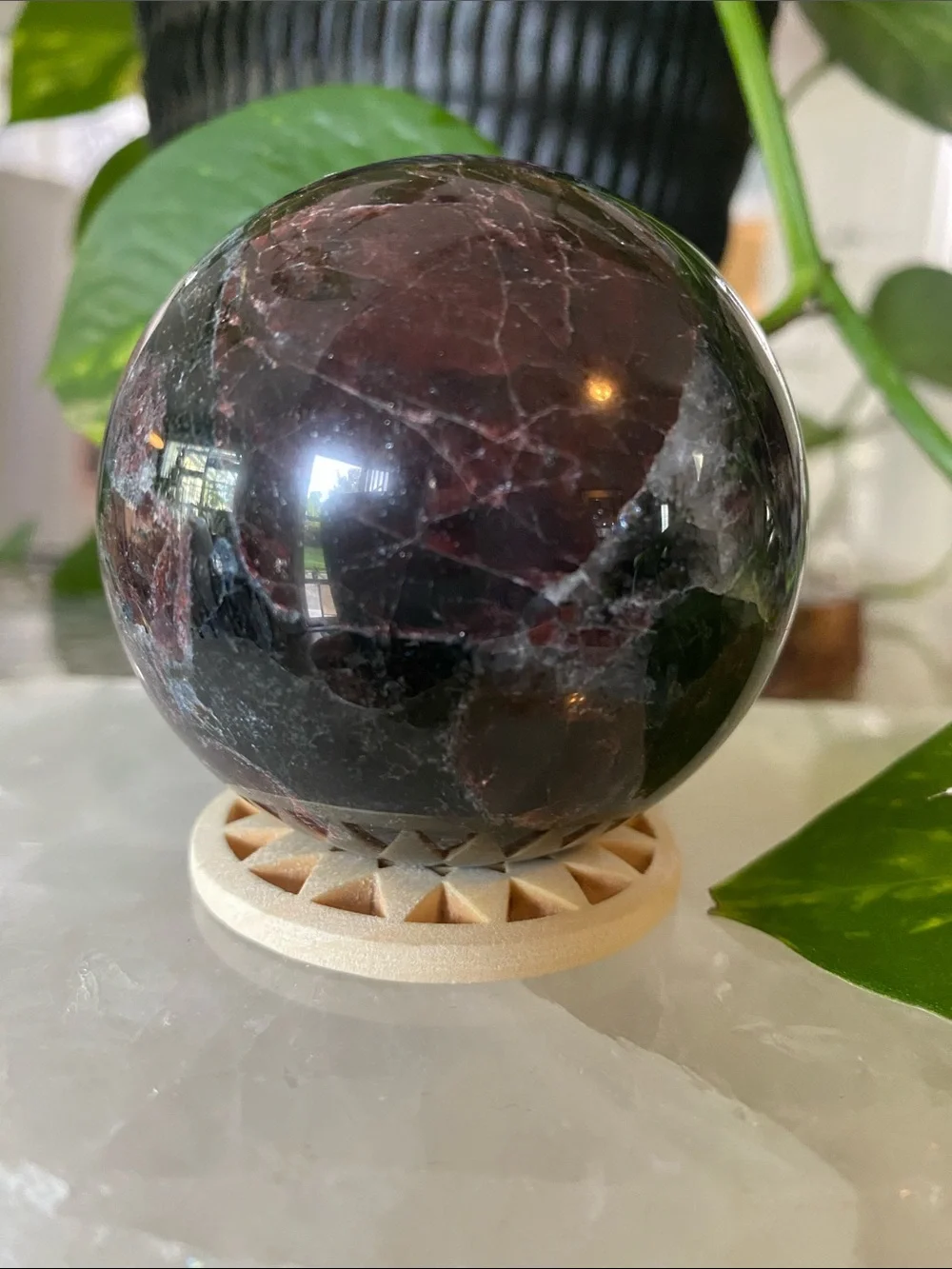 Garnet in Astrophyllite Crystal Sphere - Picture 1 of 6